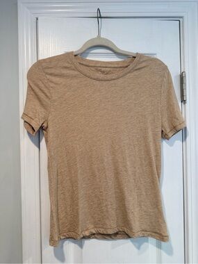 NWOT J. Crew Size XS Oatmeal Vintage Cotton Short Sleeve Crew Neck Tee Shirt